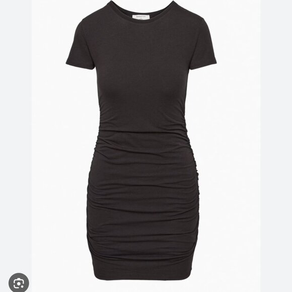 Aritzia Babaton Covet Contour Sleek Ruched Bodycon Mini Dress Black Size Small - Picture 1 of 7